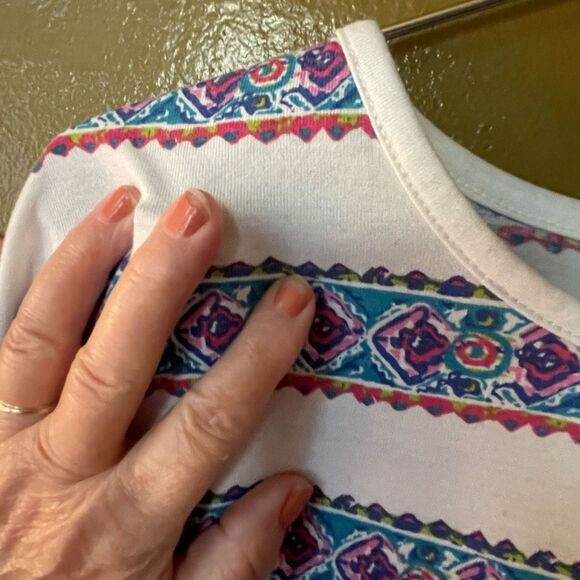 Vintage 90’s Bold Spirit size M boxy Aztec striped boho oversized top. - Picture 3 of 7